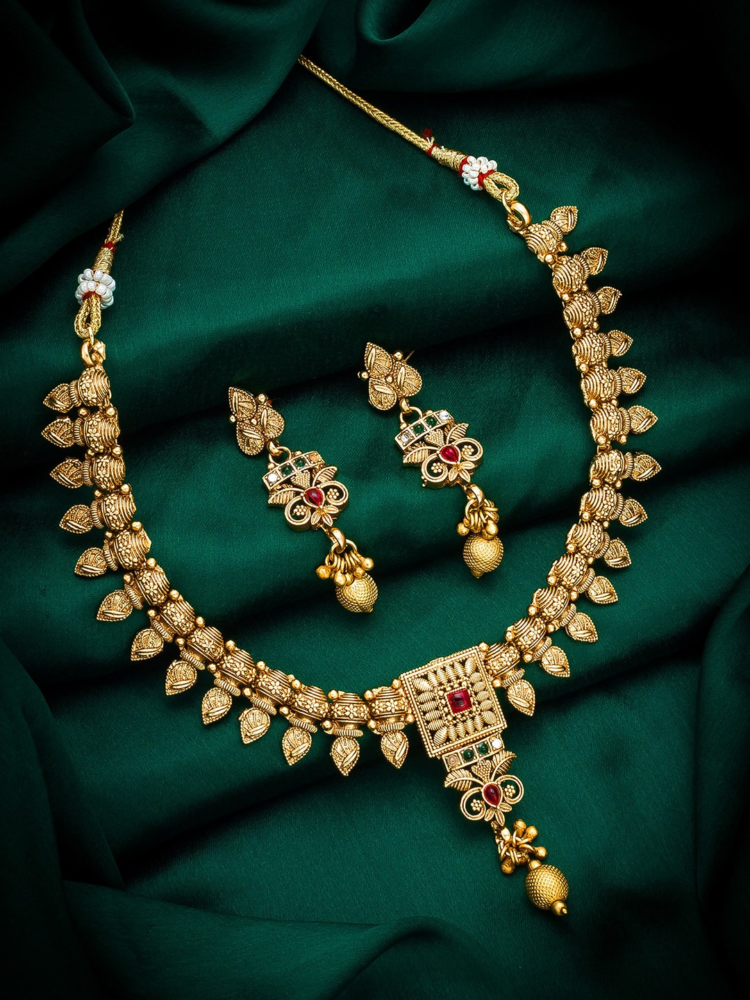 

aadita Rose Gold-Plated & AD Stone-Studded Jewellery Set