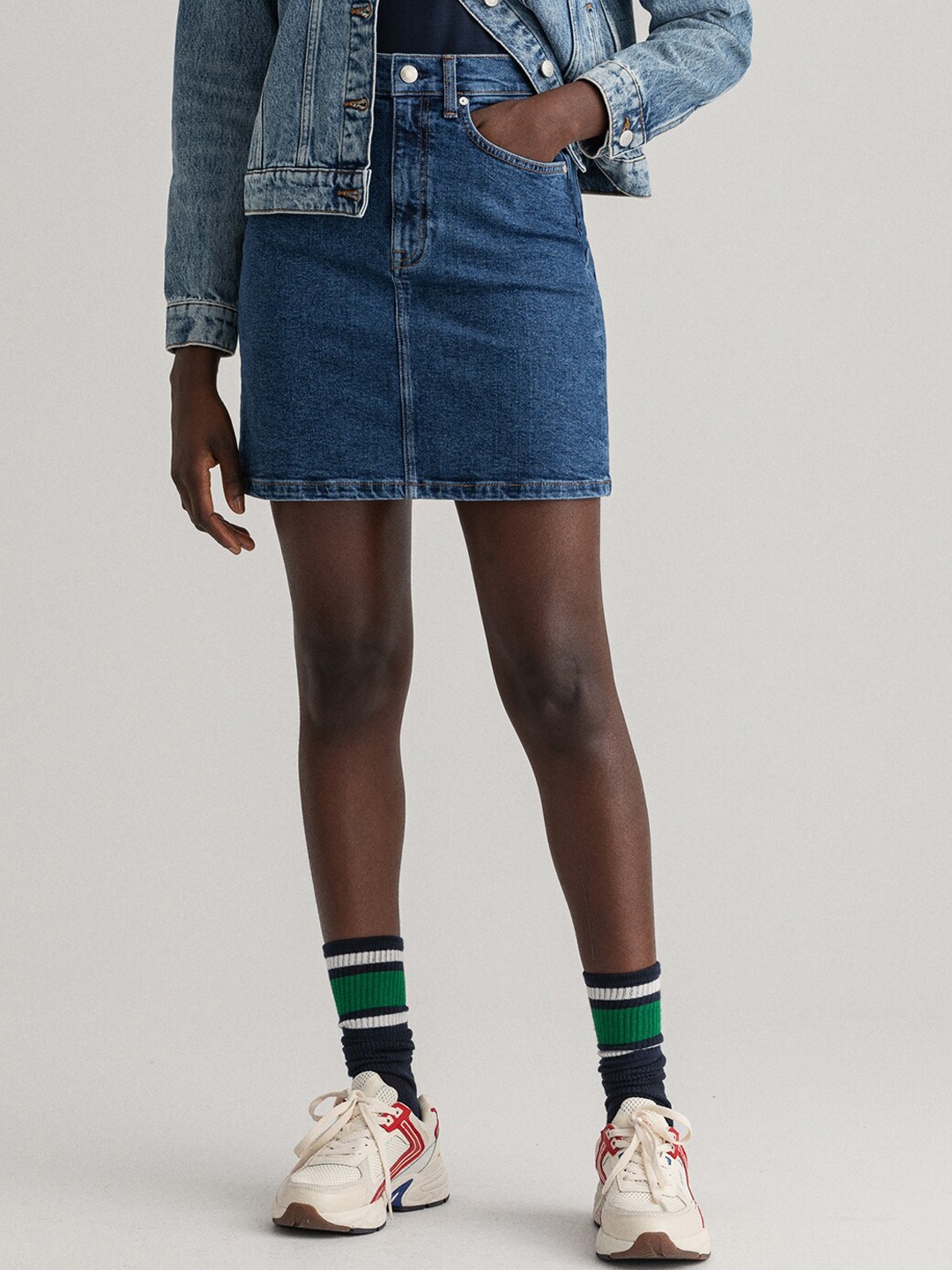 

GANT Women Blue Solid Above Knee-Length Denim Skirt