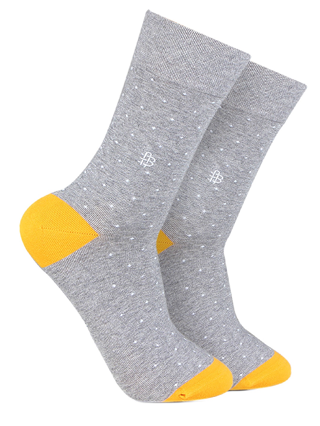 

Bonjour Men Grey & Yellow Patterned Calf-Length Socks