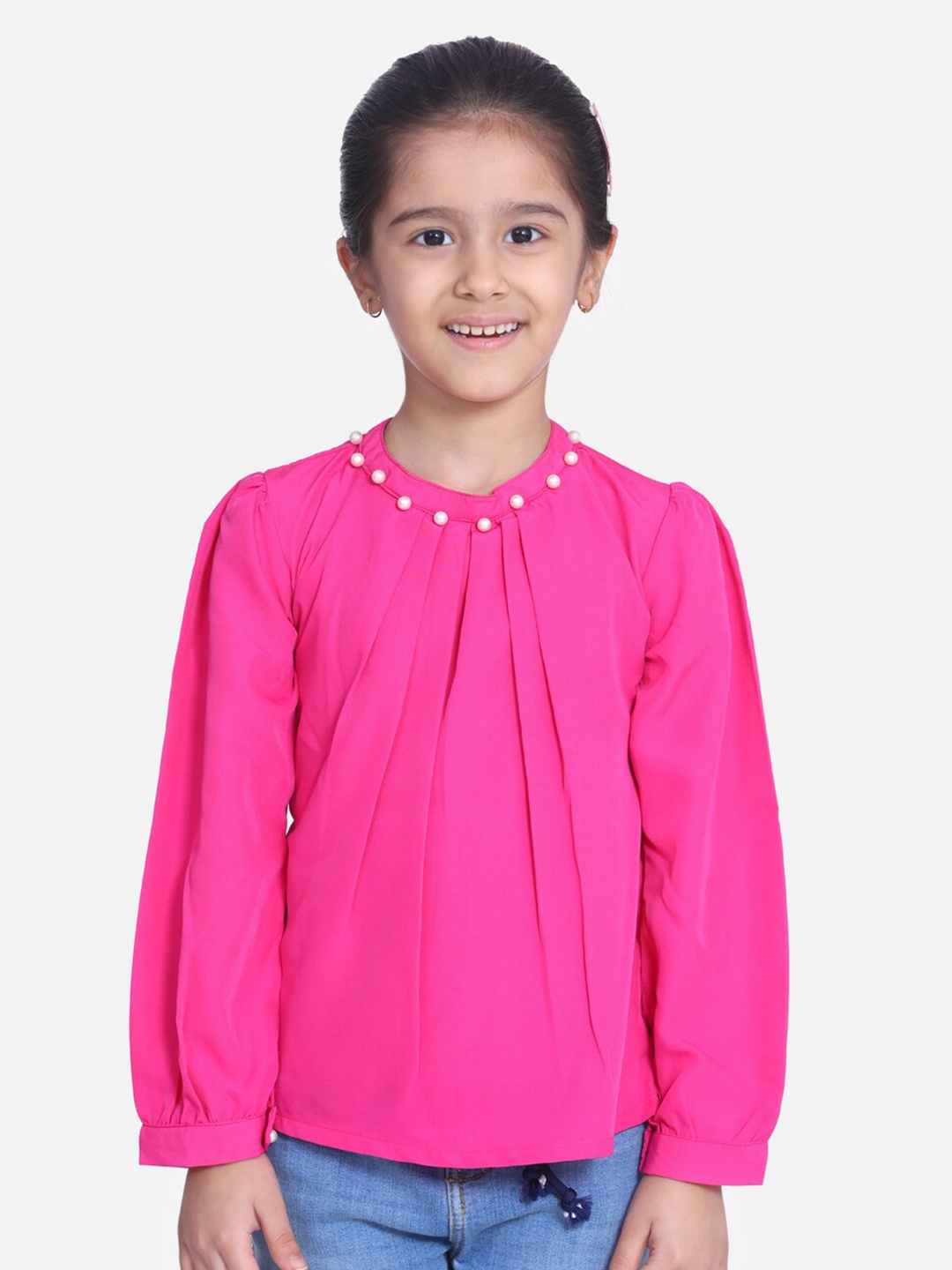 

Cutiekins Girls Pink Solid Crepe Regular Top