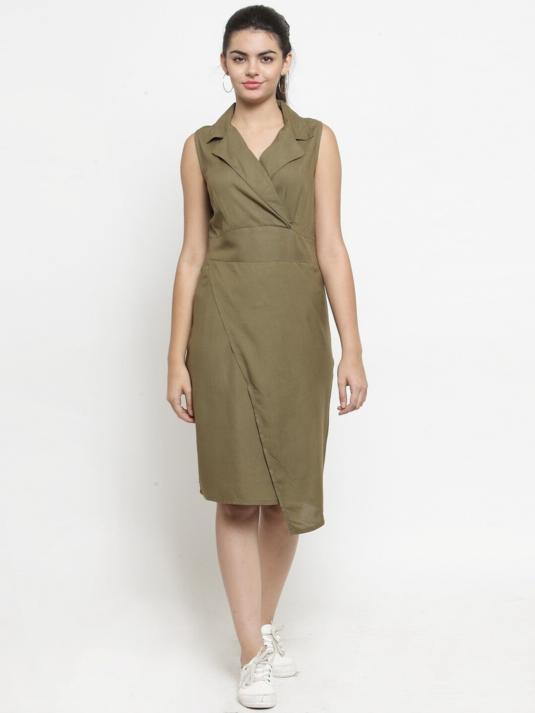 

Color Cocktail Olive Green Wrap Dress