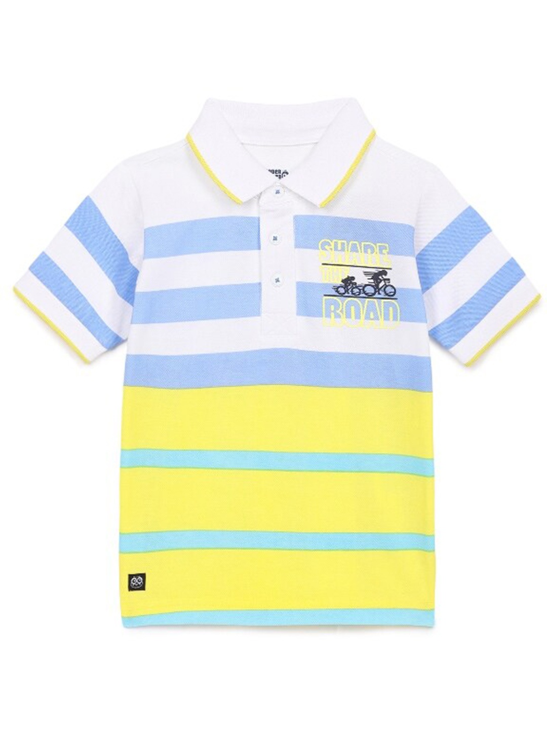 

UNDER FOURTEEN ONLY Boys Yellow Striped Polo Collar T-shirt