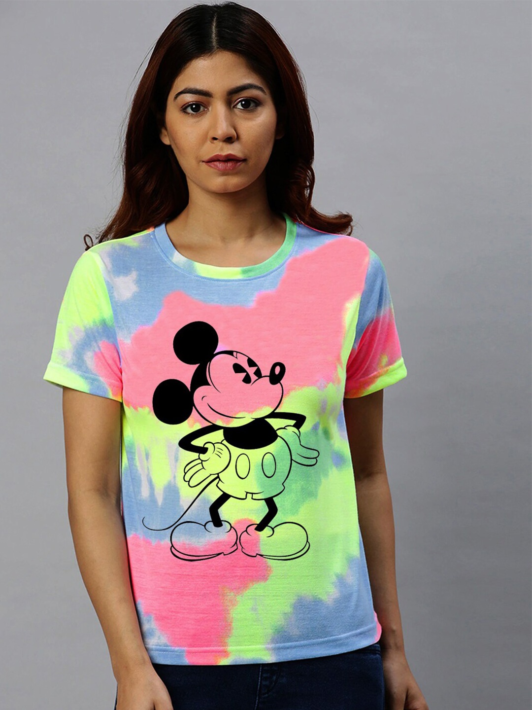 

JUNEBERRY Women Multicoloured Mickey Mouse Printed T-shirt, Multi