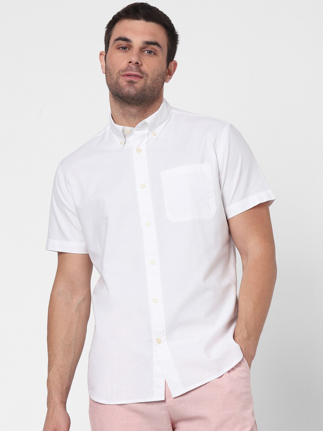 

SELECTED Men White Organic Cotton Casual Shirt