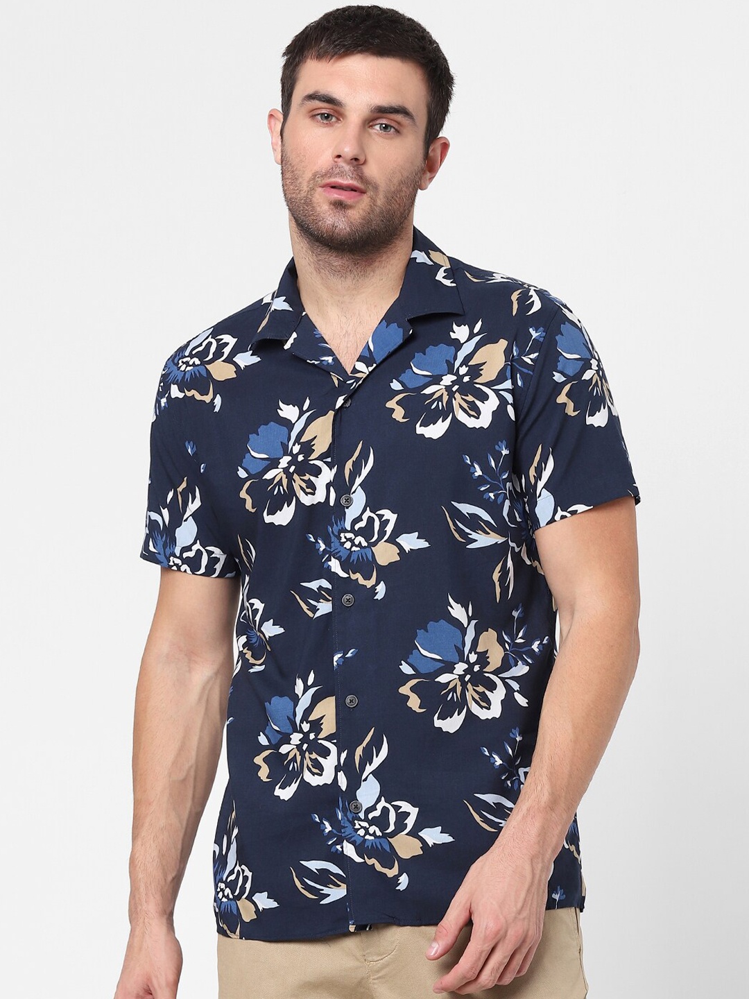 

SELECTED Men Blue Floral Printed Casual Shirt