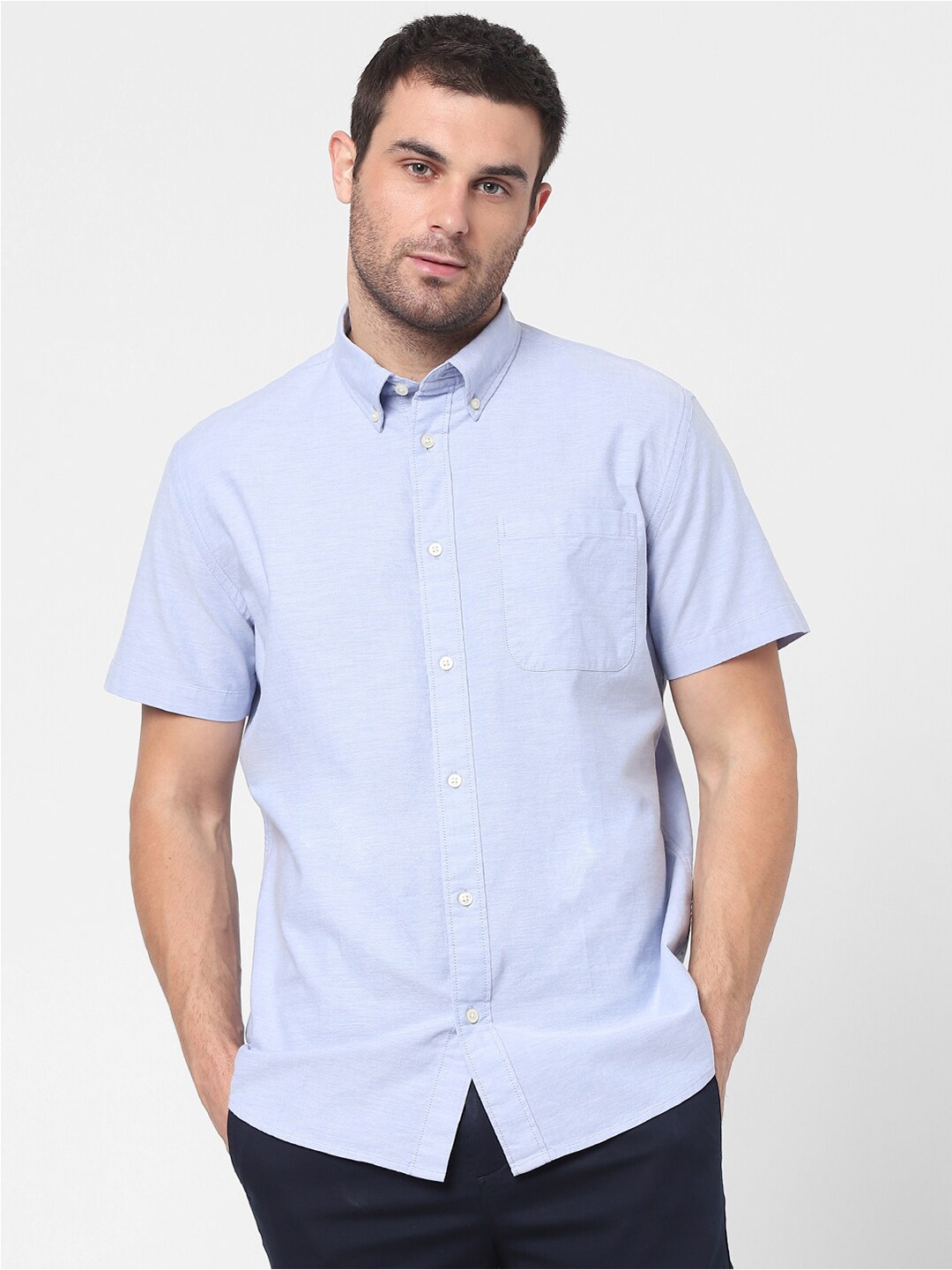 

SELECTED Men Blue Organic Cotton Casual Shirt