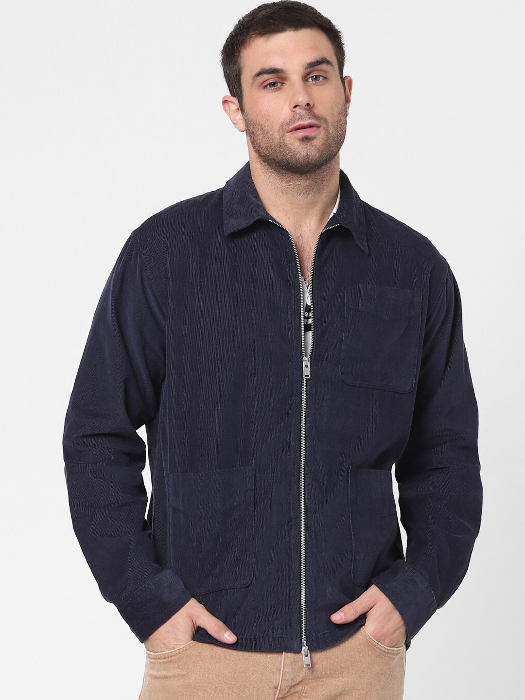 

SELECTED Men Blue Boxy Organic Cotton Casual Shirt