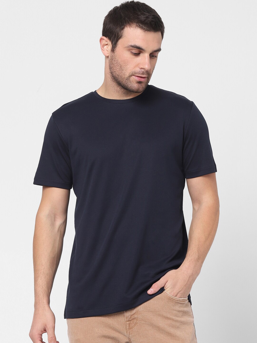 

SELECTED Men Blue Organic Cotton T-shirt