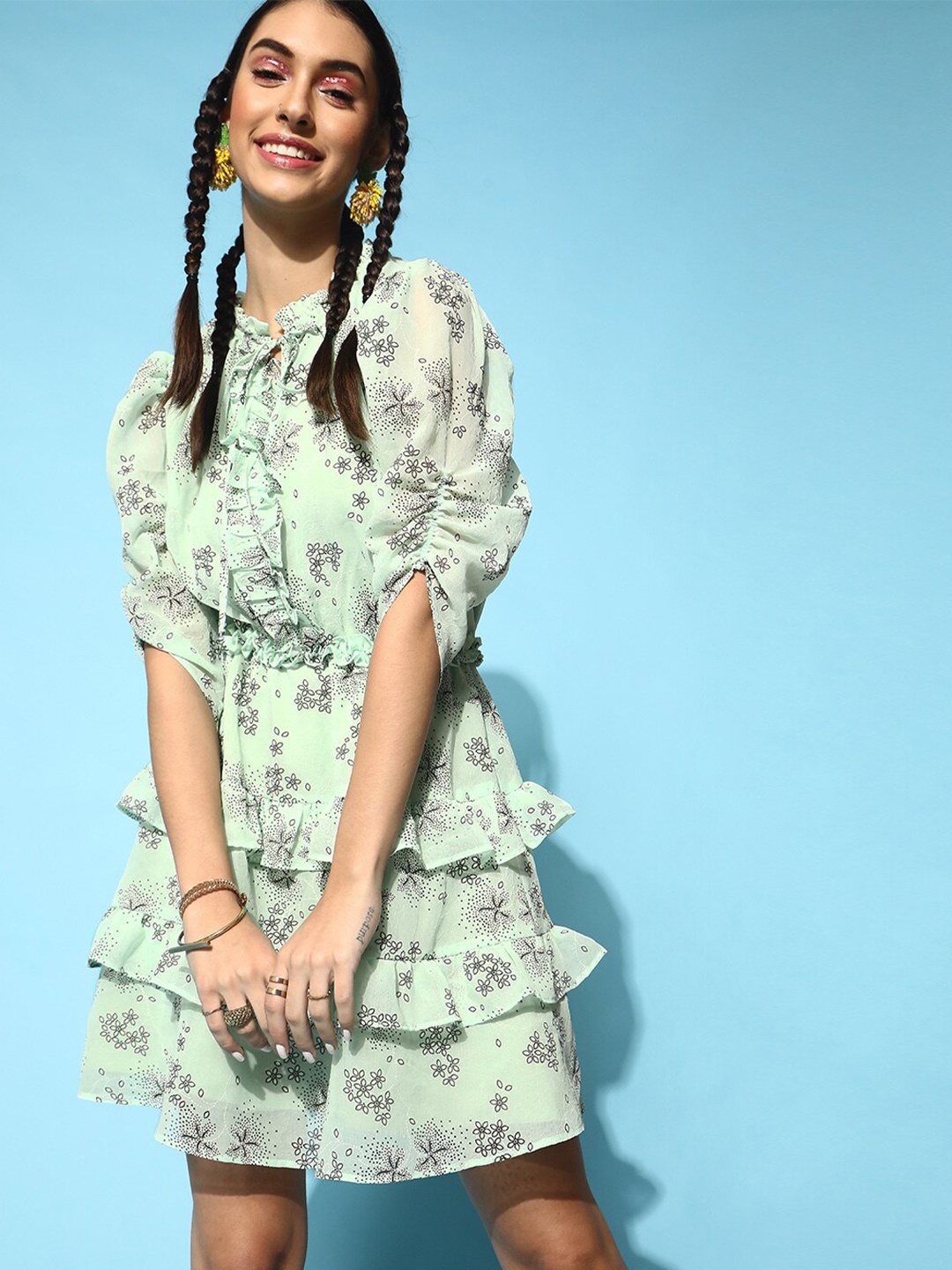 

STREET 9 Women Gorgeous Green Floral Dress