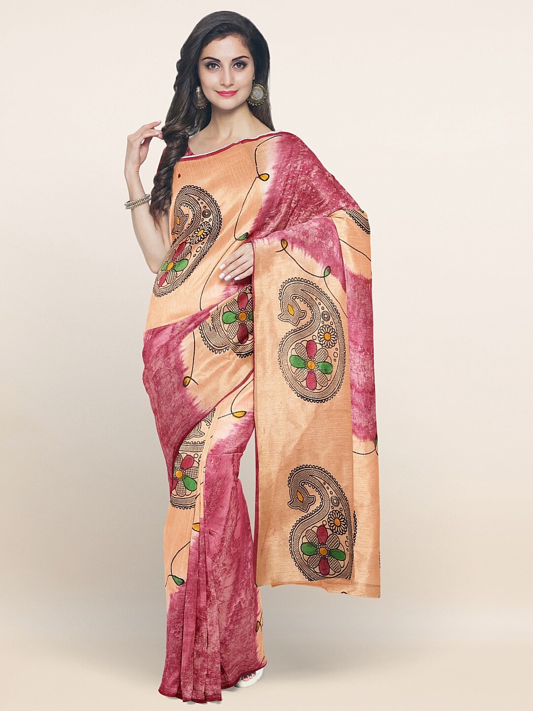 

Pothys Mauve & Red Paisley Pure Cotton Saree