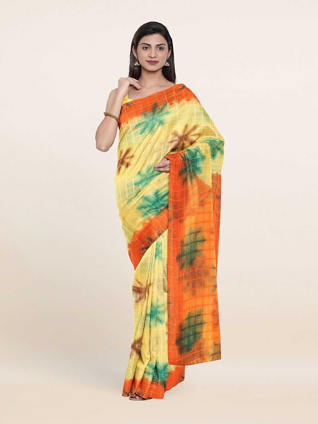 

Pothys Yellow & Green Floral Pure Cotton Saree