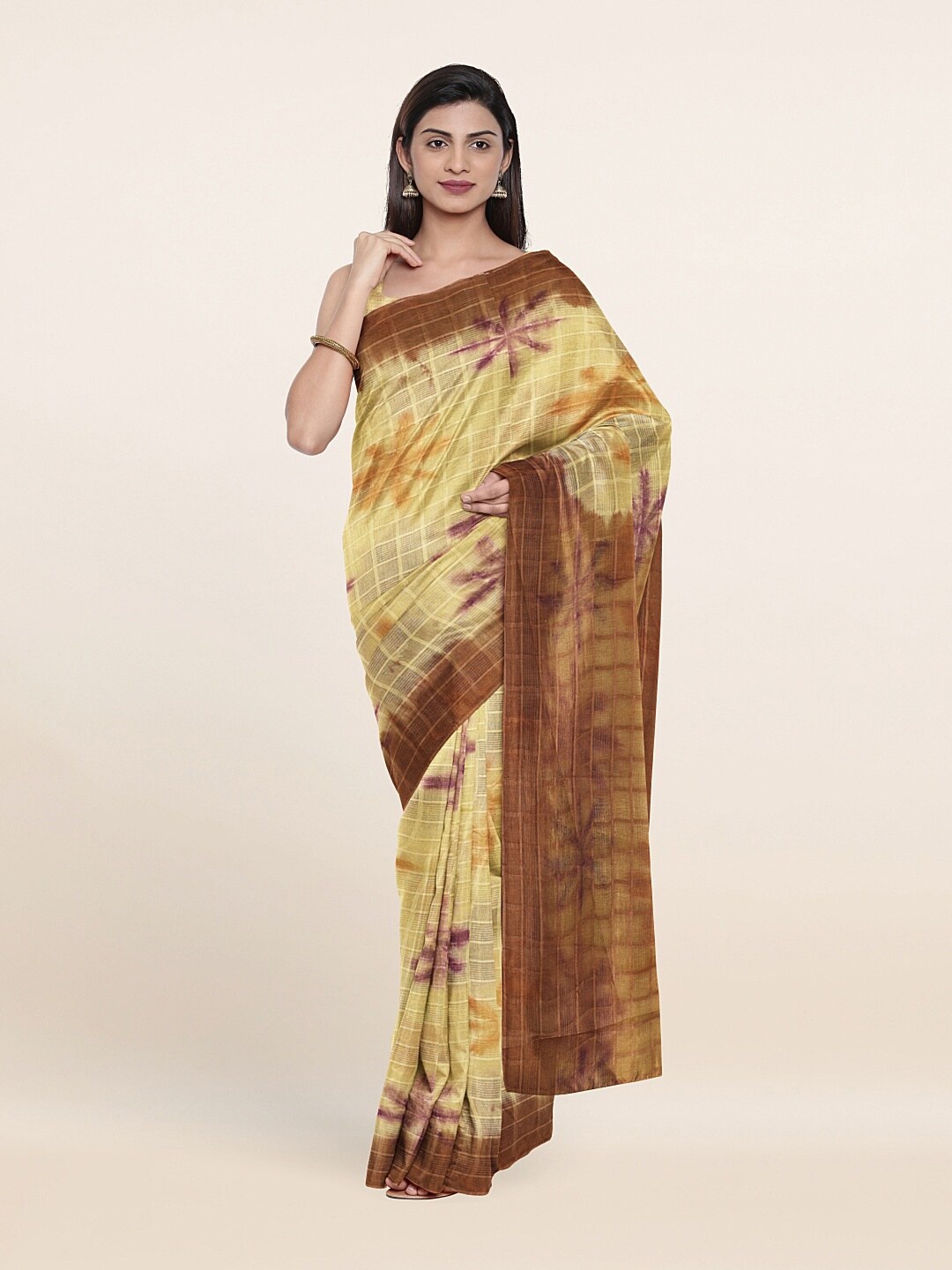 

Pothys Beige & Brown Woven Design Pure Cotton Saree