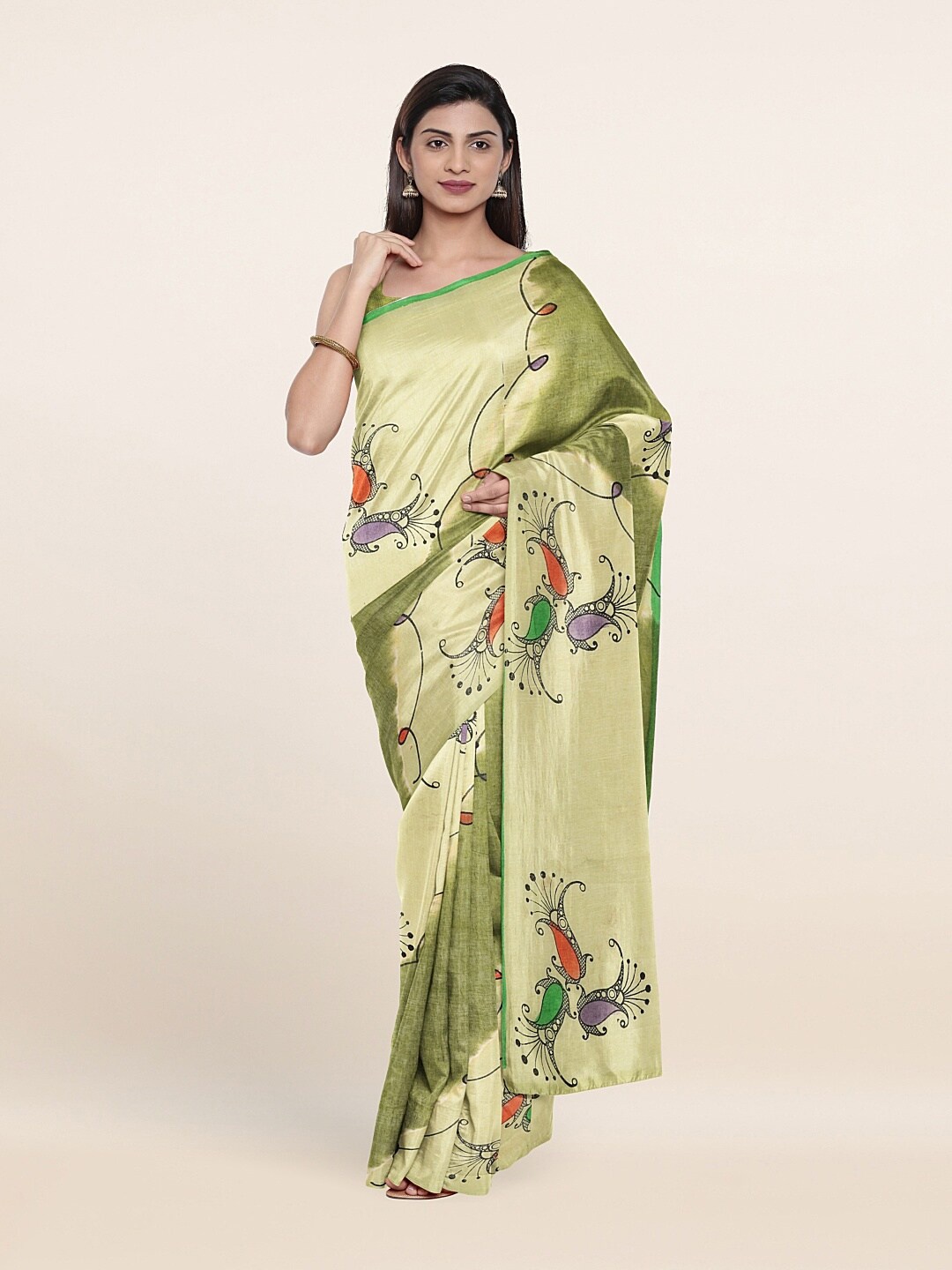 

Pothys Green Ethnic Motifs Printed Pure Cotton Saree