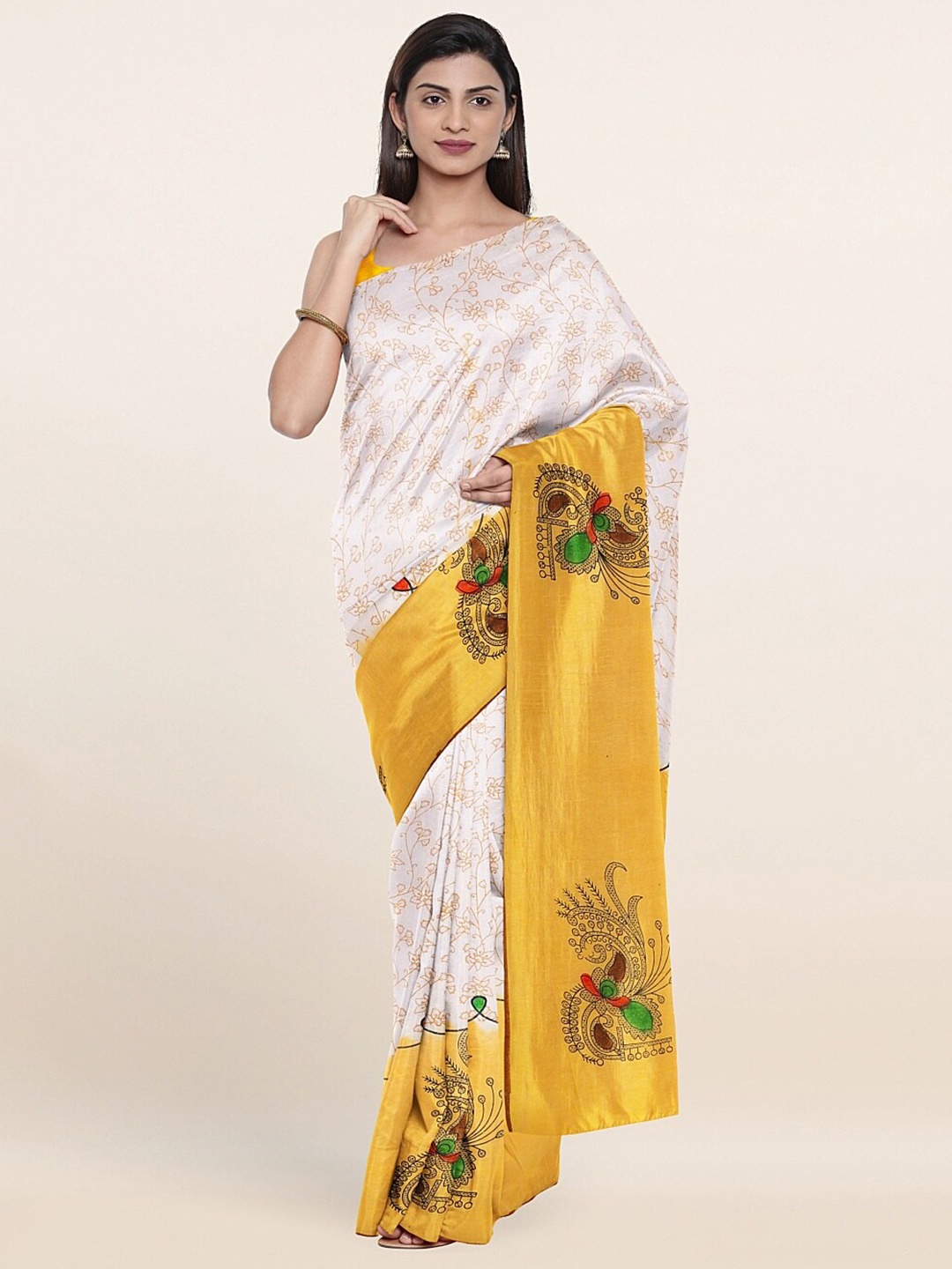 

Pothys Off White Ethnic Motifs Printed Pure Cotton Saree