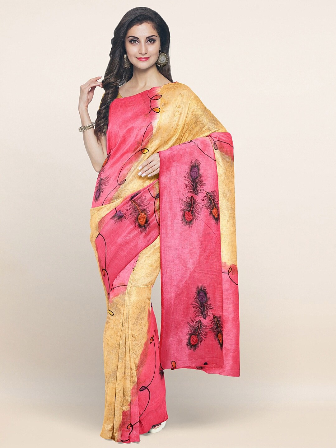 

Pothys Pink & Beige Ethnic Motifs Pure Cotton Saree
