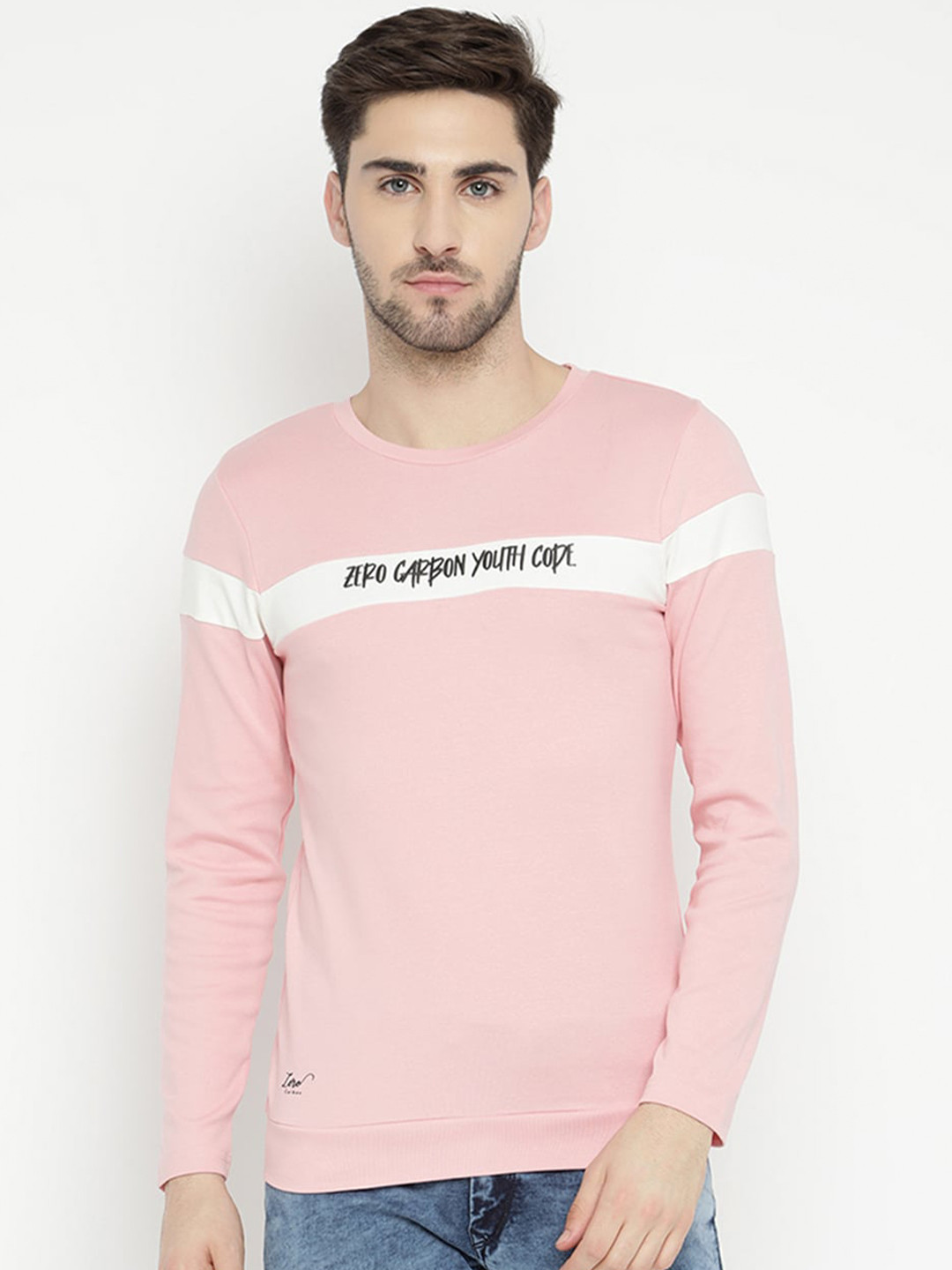 

V2 Value & Variety Men Pink & White Typography Colourblocked T-shirt