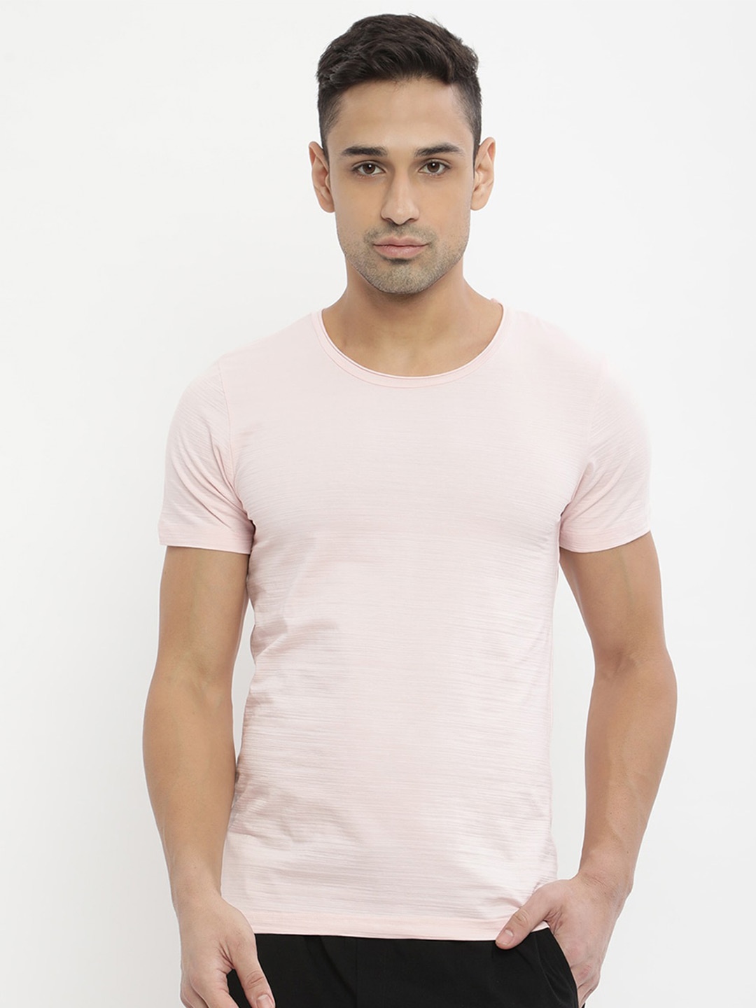 

V2 Value & Variety Men Peach-Coloured Solid T-shirt