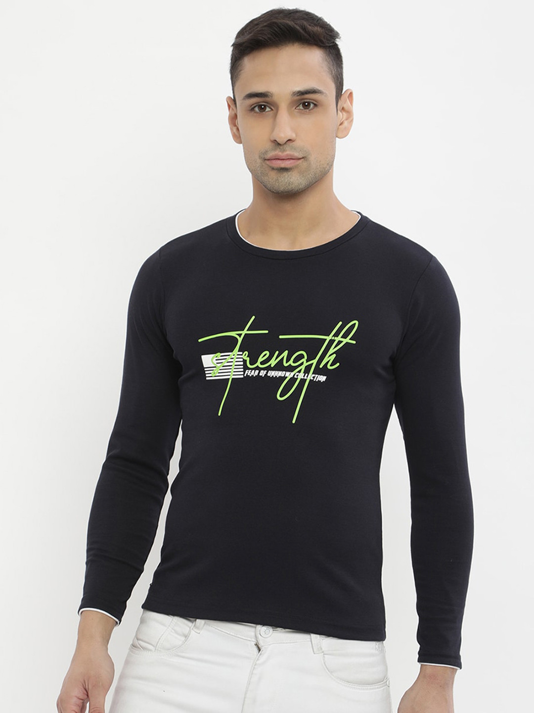 

V2 Value & Variety Men Navy Blue Typography Printed T-shirt