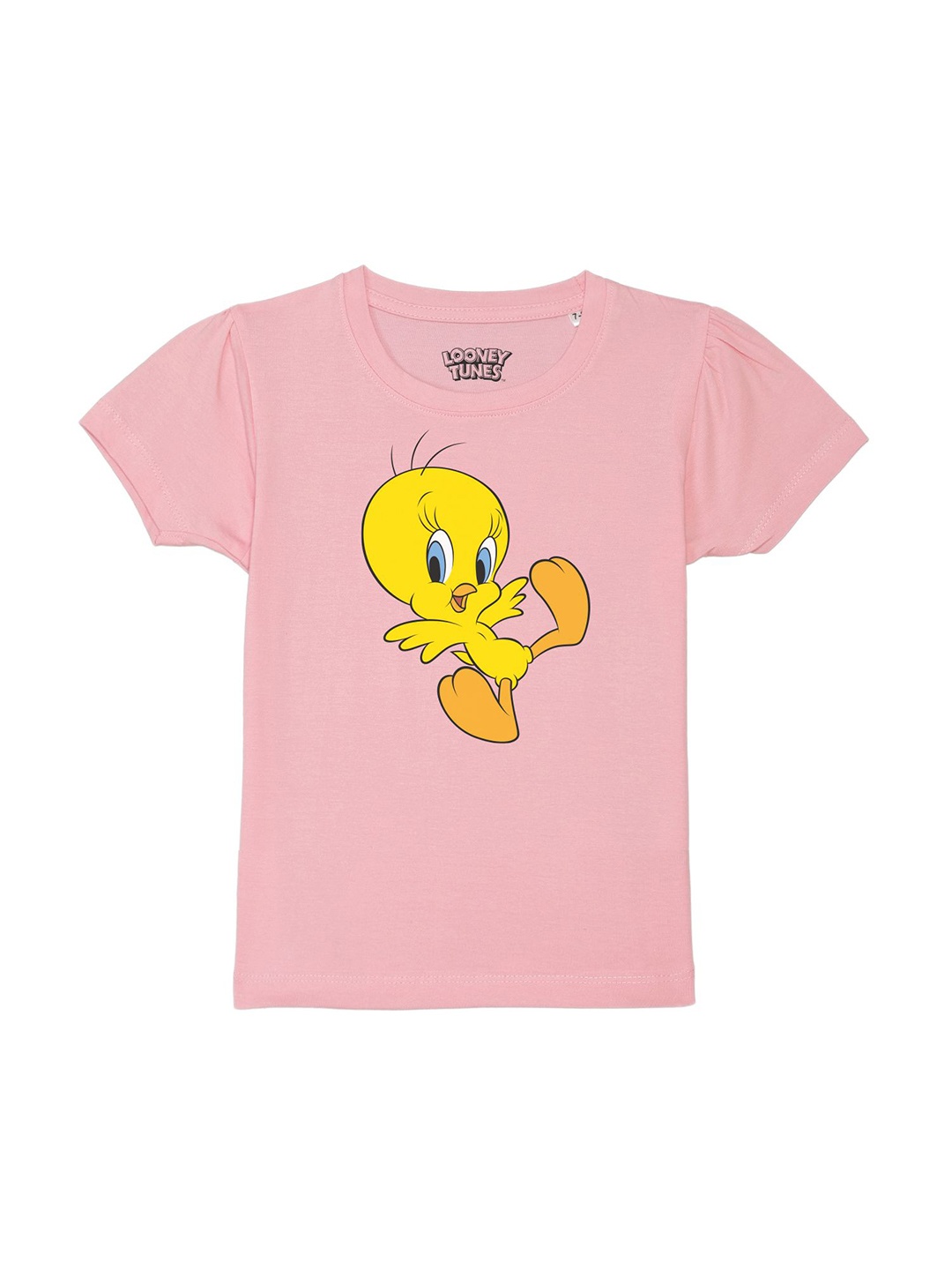 

Looney Tunes by Wear Your Mind Girls Pink & Yellow Tweety Printed T-shirt