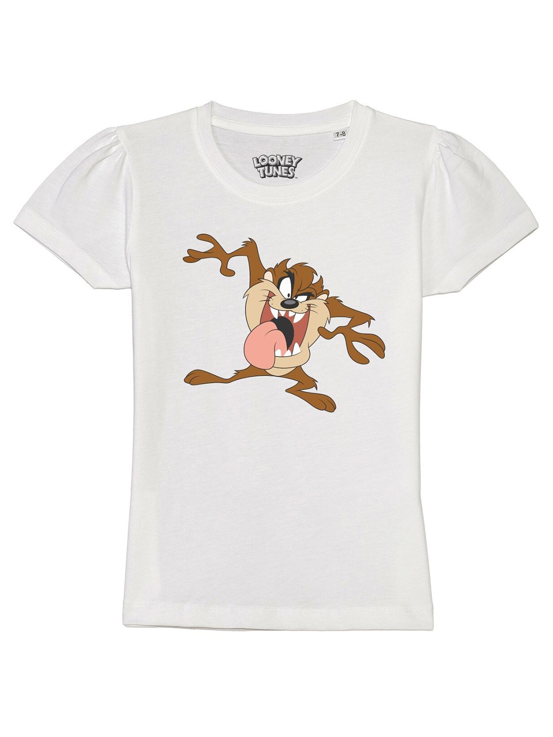 

Looney Tunes by Wear Your Mind Girls White & Brown Looney Tunes Printed T-shirt