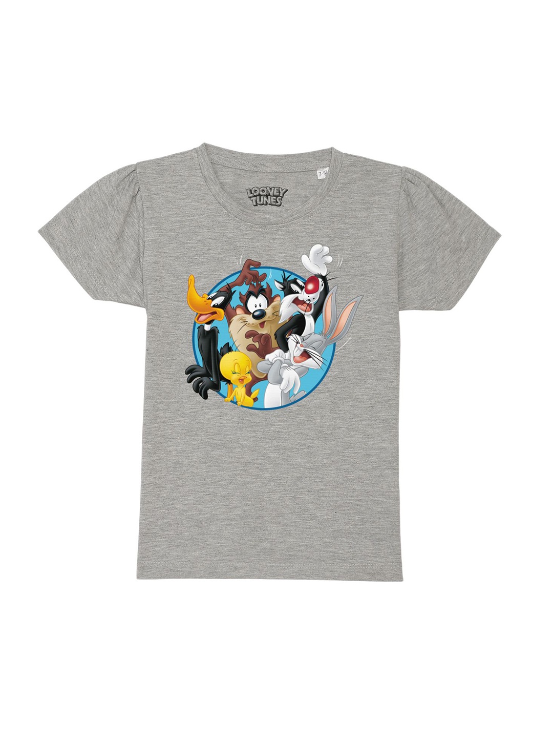

Looney Tunes by Wear Your Mind Girls Grey Graphic Printed Pure Cotton Regular Fit T-shirt