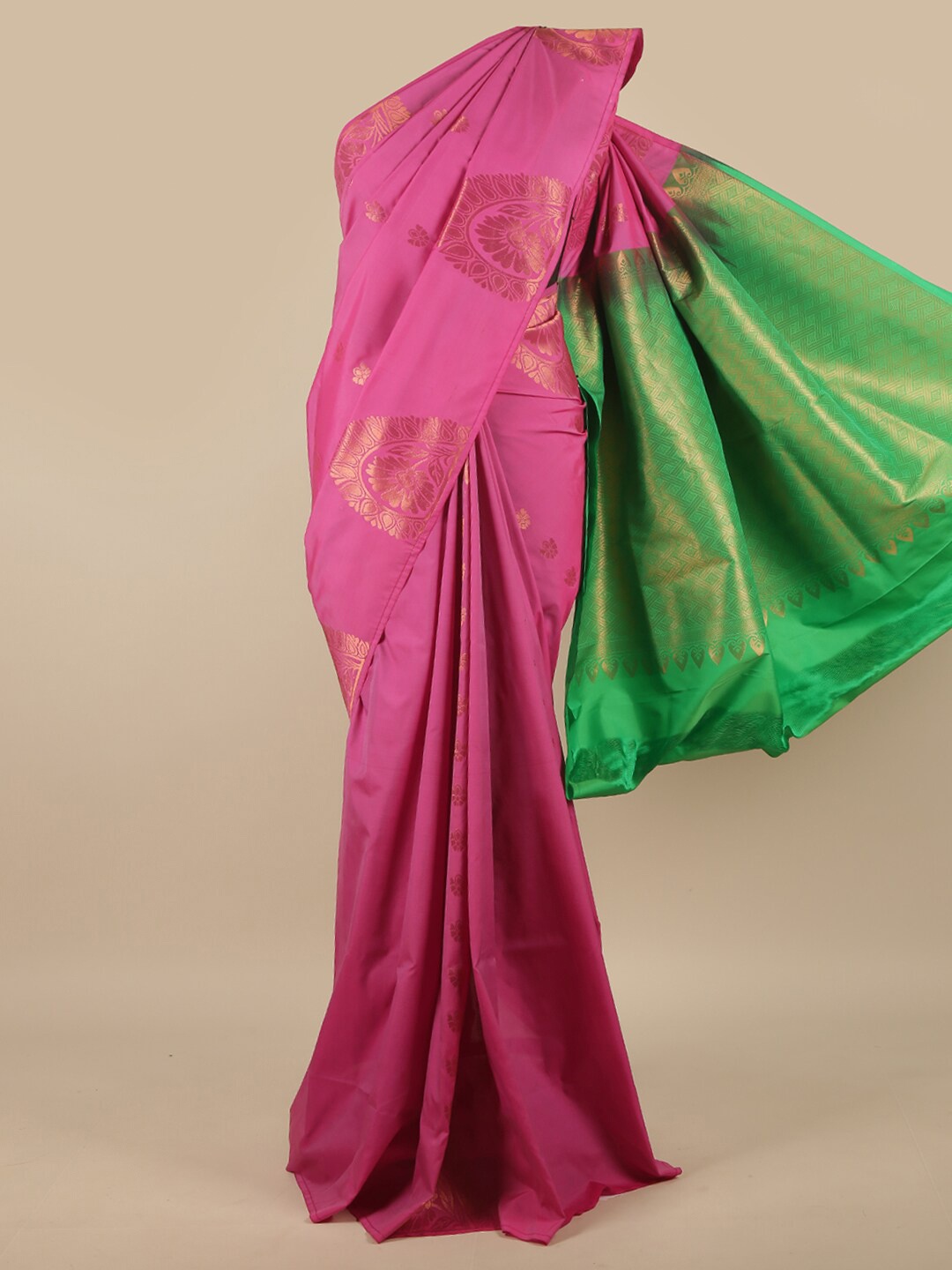 

Pothys Pink & Green Woven Design Art Silk Saree