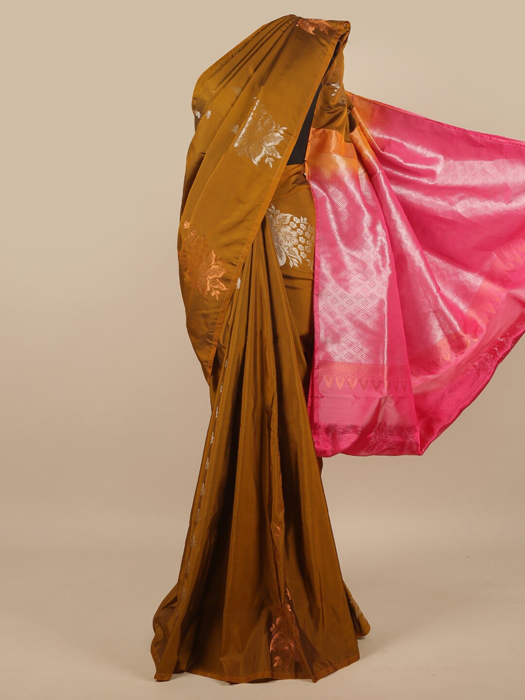

Pothys Green & Pink Floral Zari Art Silk Saree