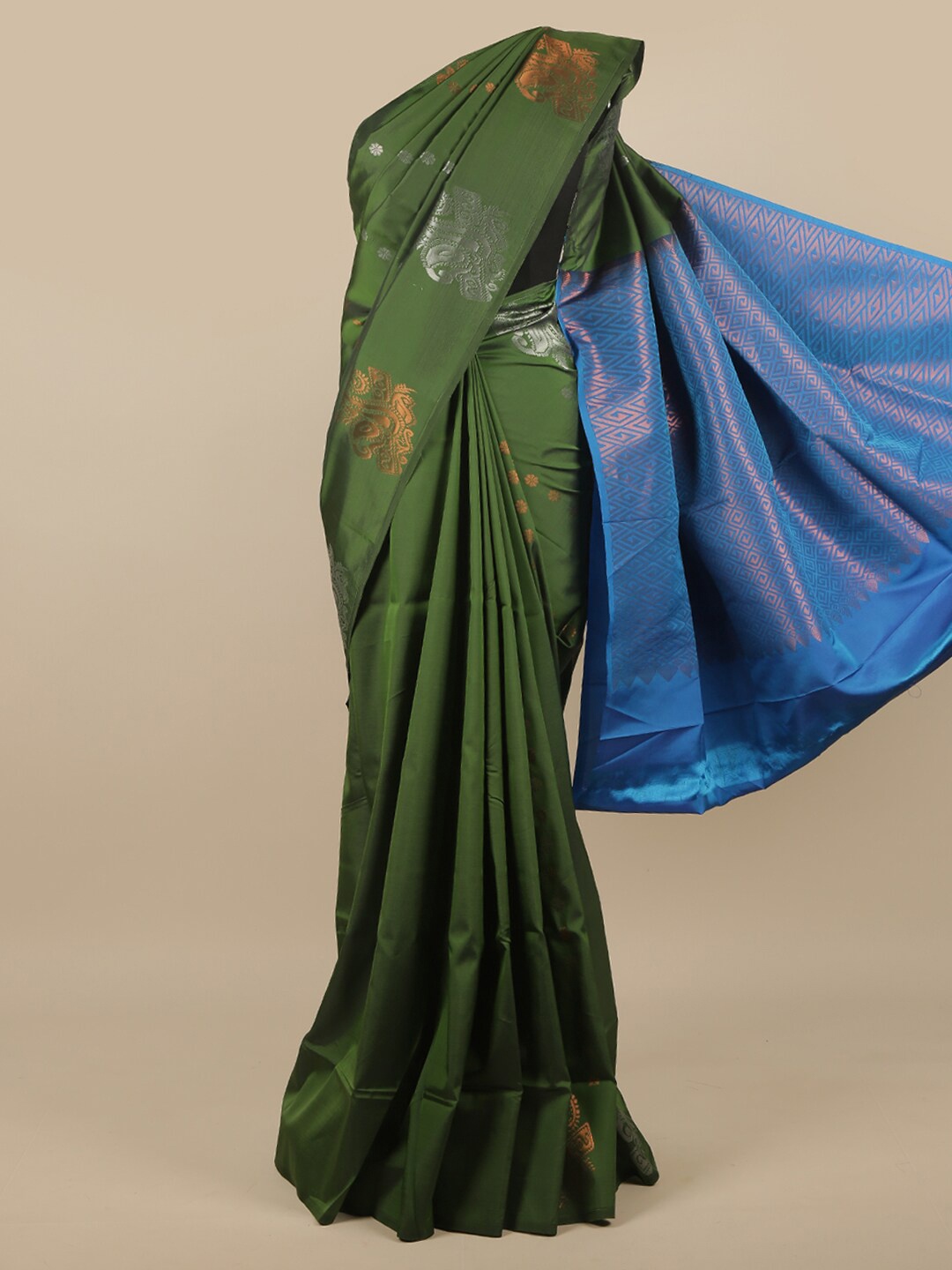 

Pothys Green & Blue Paisley Zari Art Silk Saree