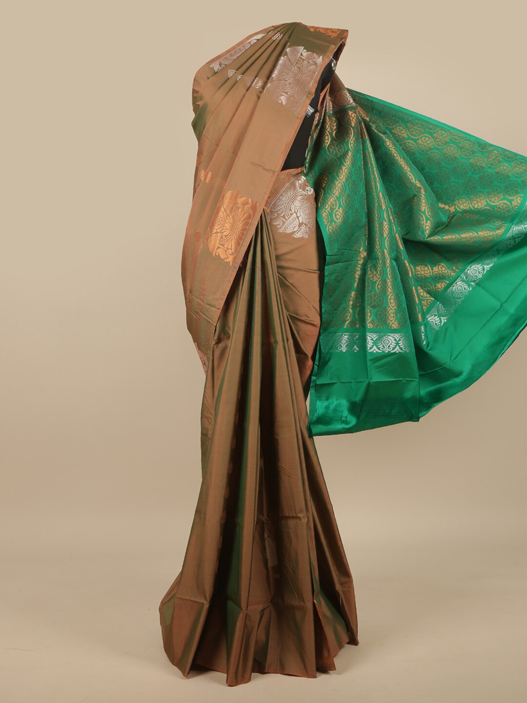 

Pothys Green & Beige Zari Art Silk Saree