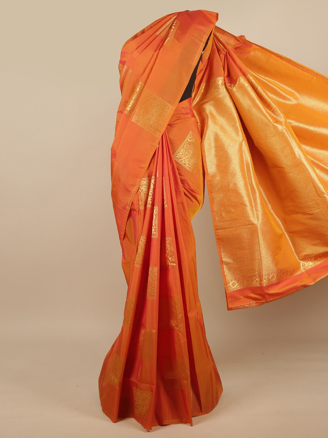 

Pothys Orange Woven Design Art Silk Saree