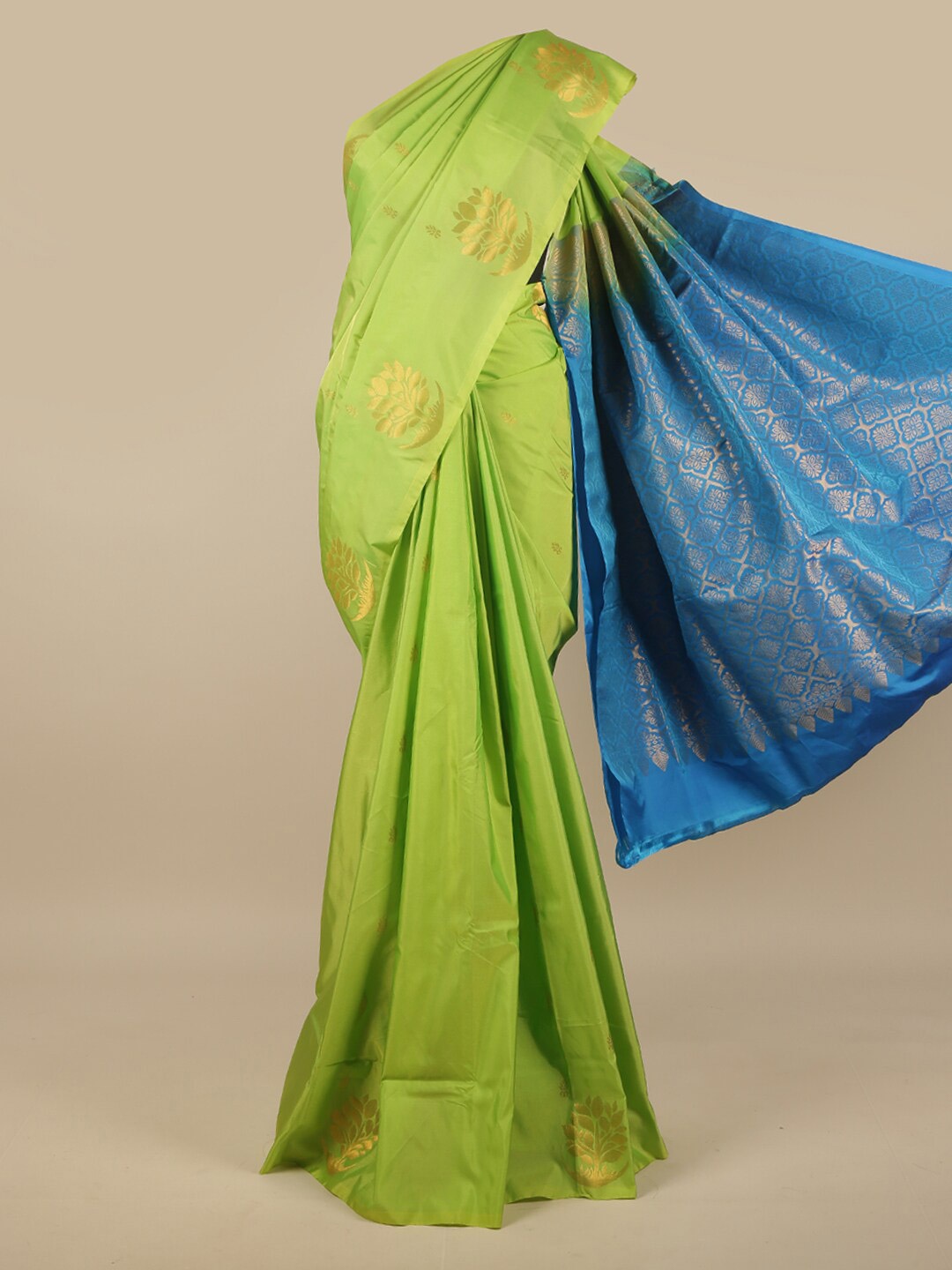 

Pothys Green & Blue Ethnic Motifs Zari Art Silk Saree
