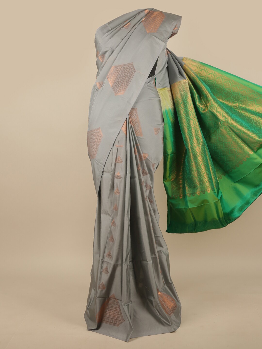 

Pothys Grey & Green Woven Design Zari Art Silk Saree