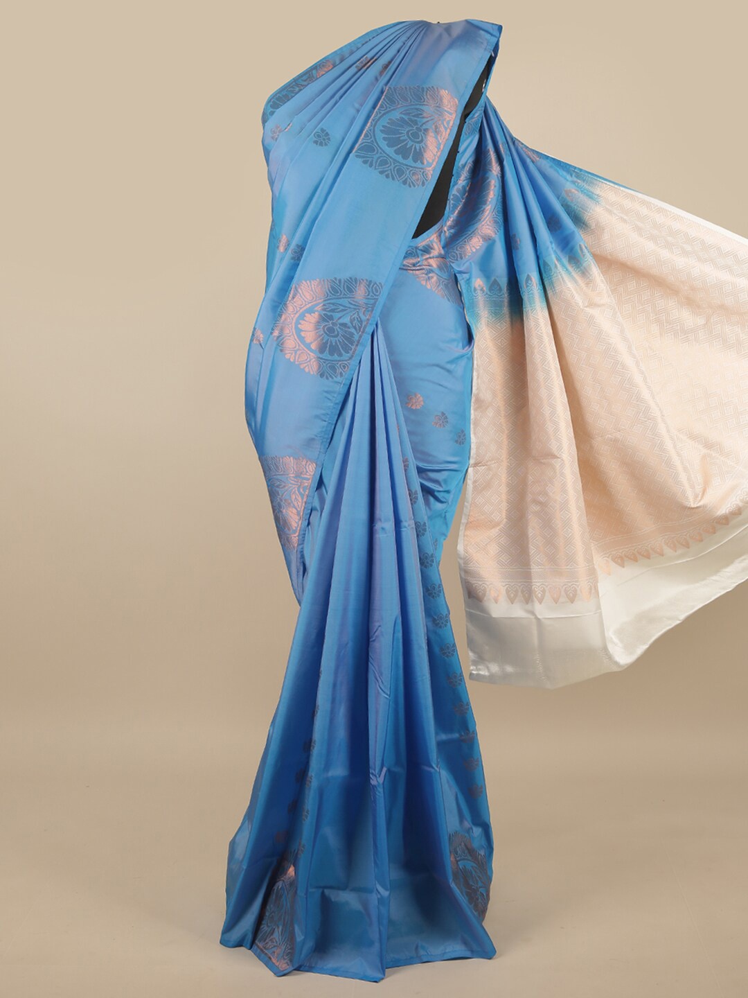 

Pothys Blue & Off White Ethnic Motifs Zari Art Silk Saree