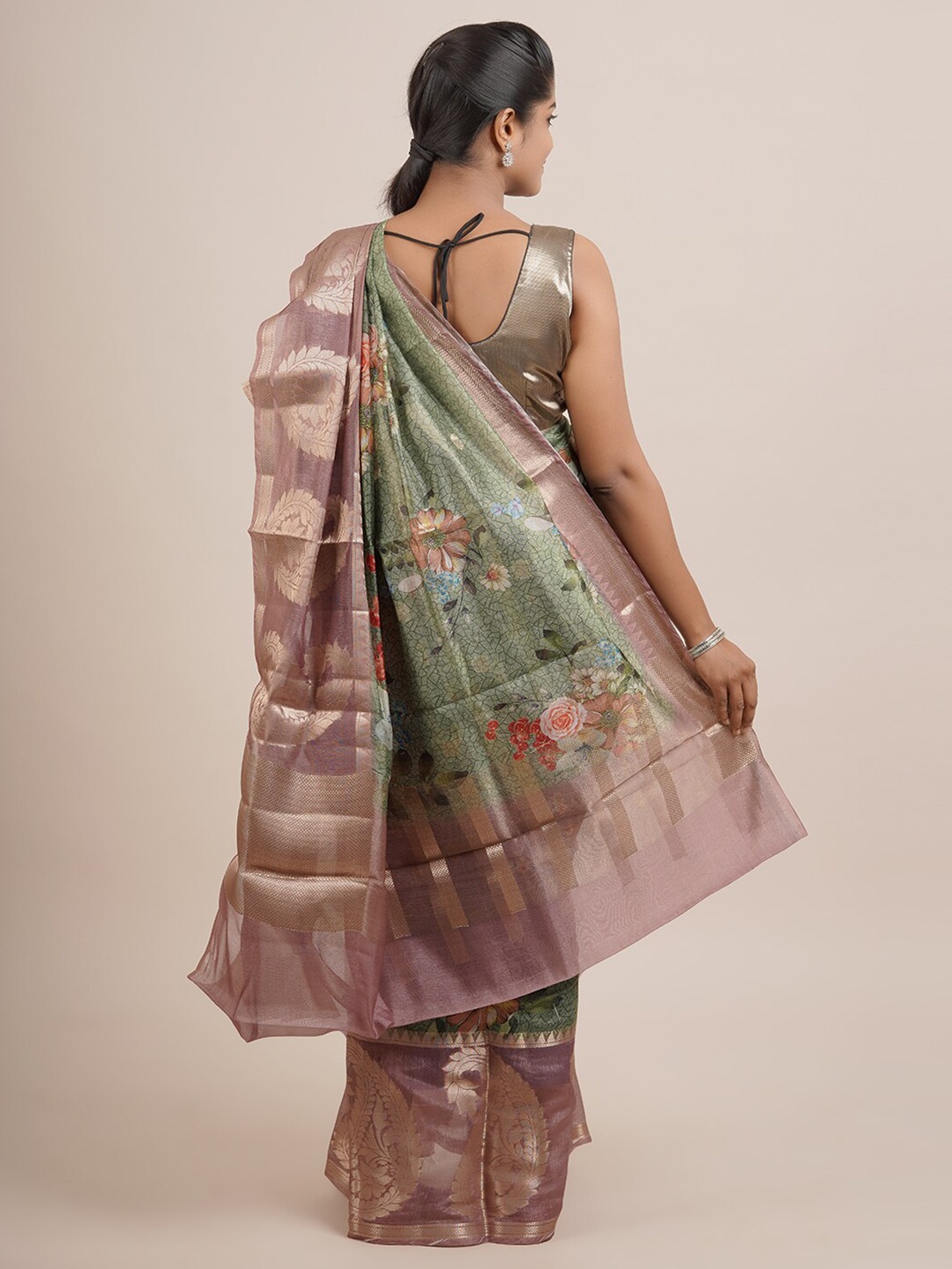 

Pothys Green Floral Printed Saree