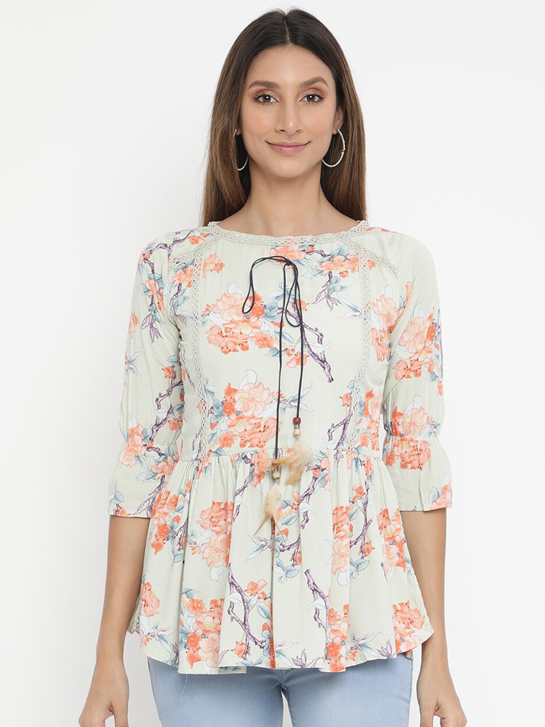 

V2 Value & Variety Green Floral Printed Top