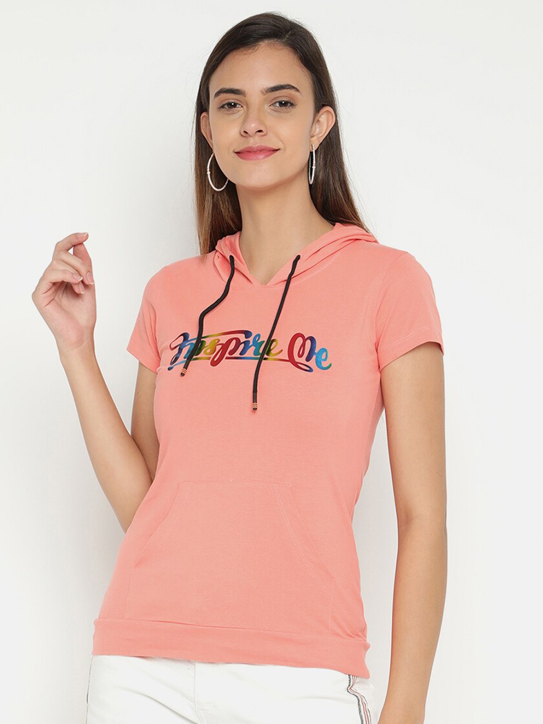 

V2 Value & Variety Peach-Coloured Hooded Top