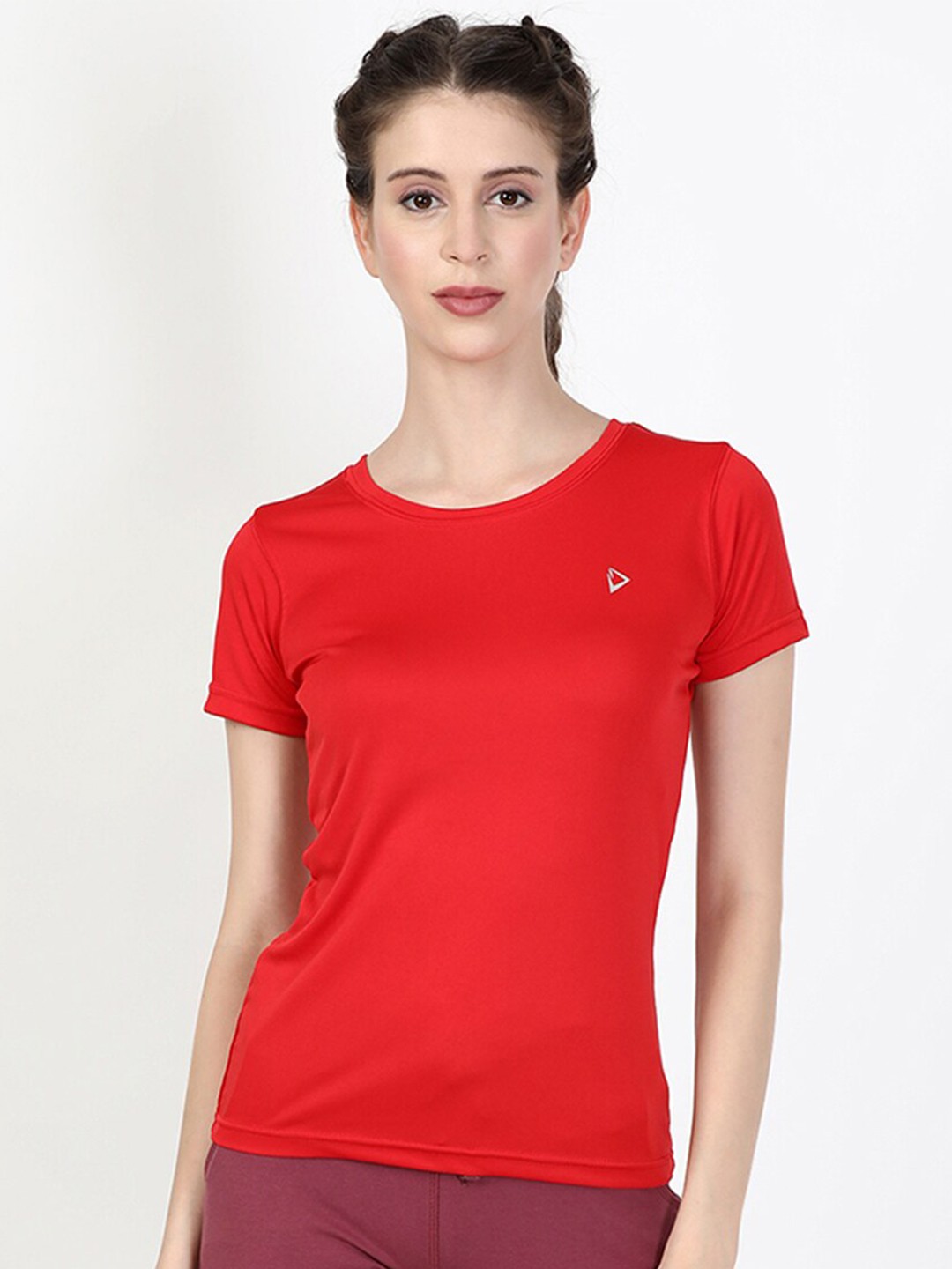

V2 Value & Variety Women Red Solid Short Sleeves Top
