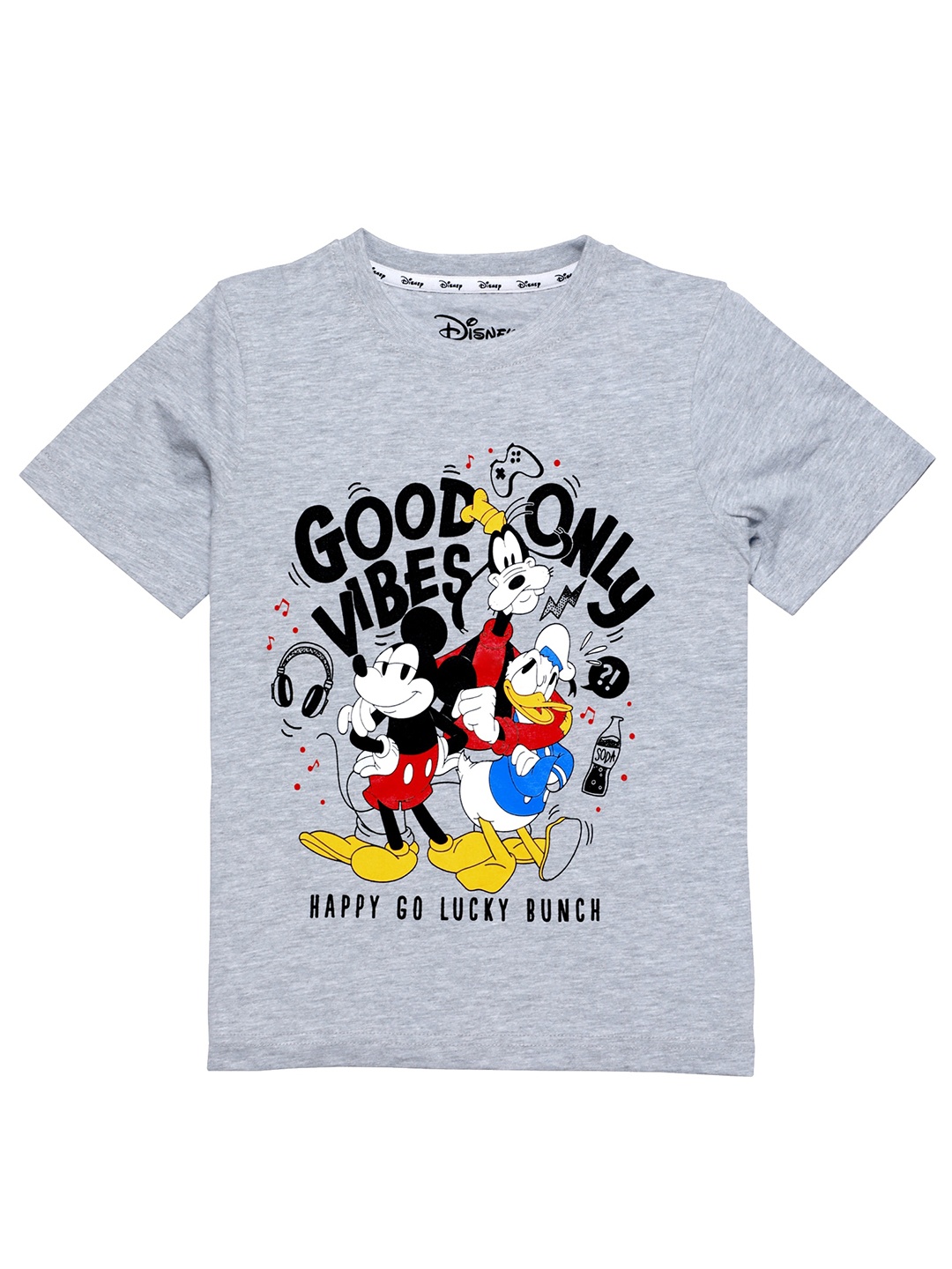 

KINSEY Boys Grey Melange Mickey Mouse Printed T-shirt