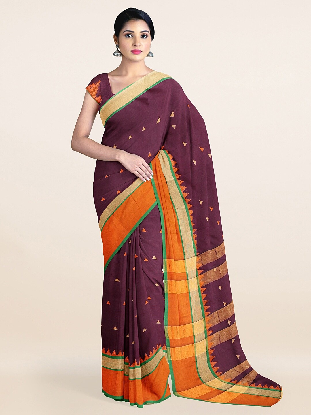

Pothys Purple & Orange Saree
