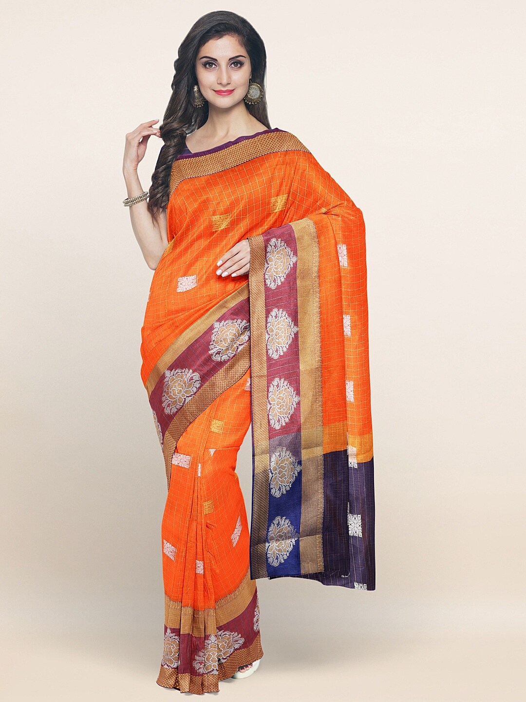 

Pothys Orange Woven Design Zari Saree
