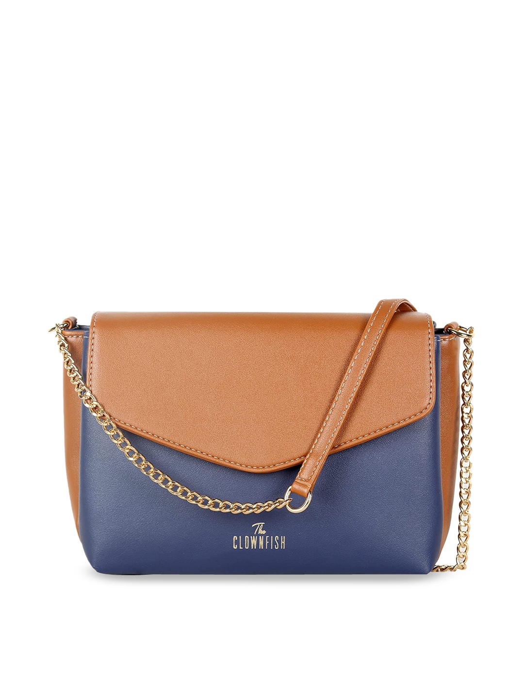 

THE CLOWNFISH Annabelle Blue Colourblocked Leather Structured Sling Bag