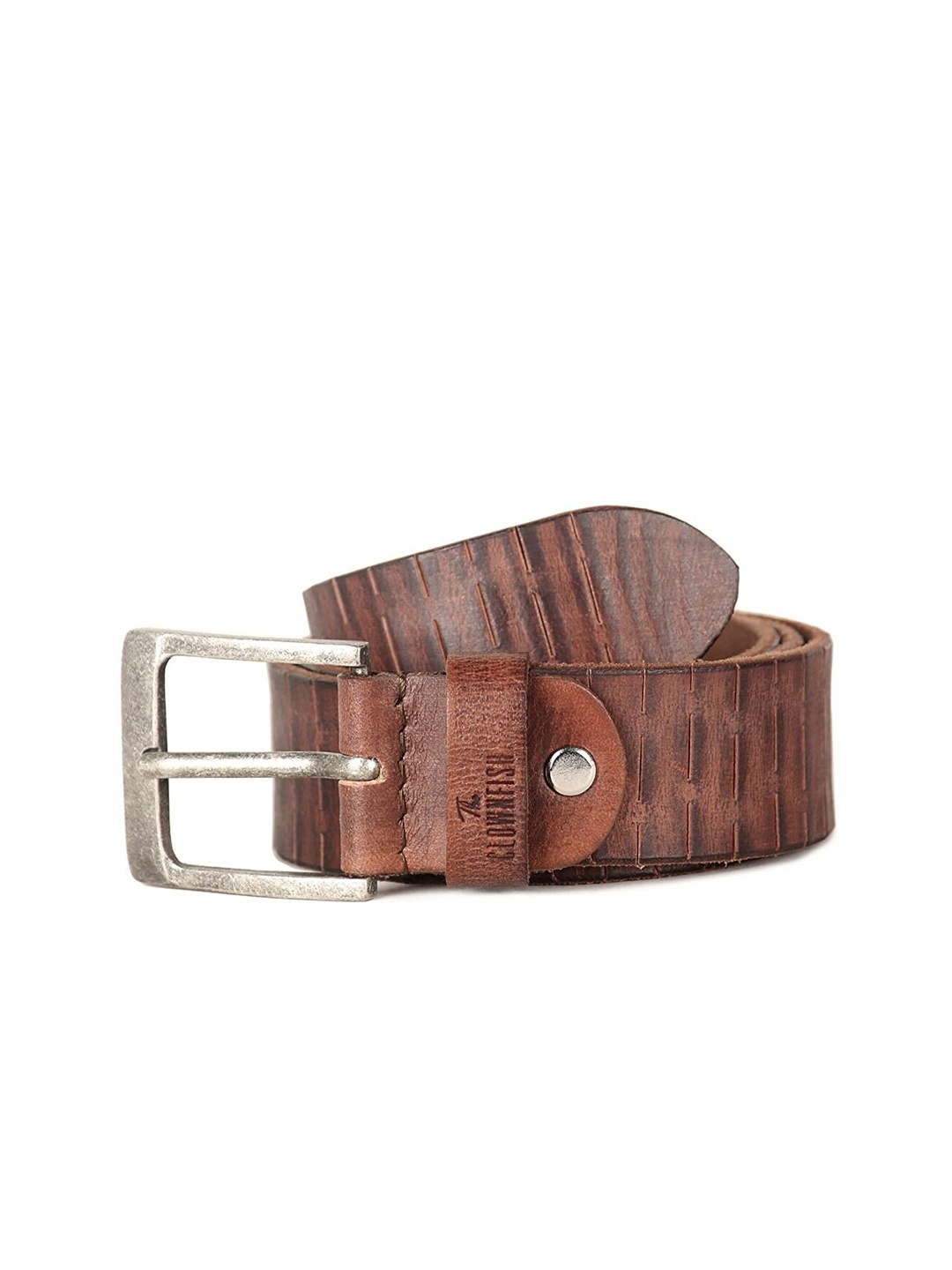 

THE CLOWNFISH Men Brown Leather Belt