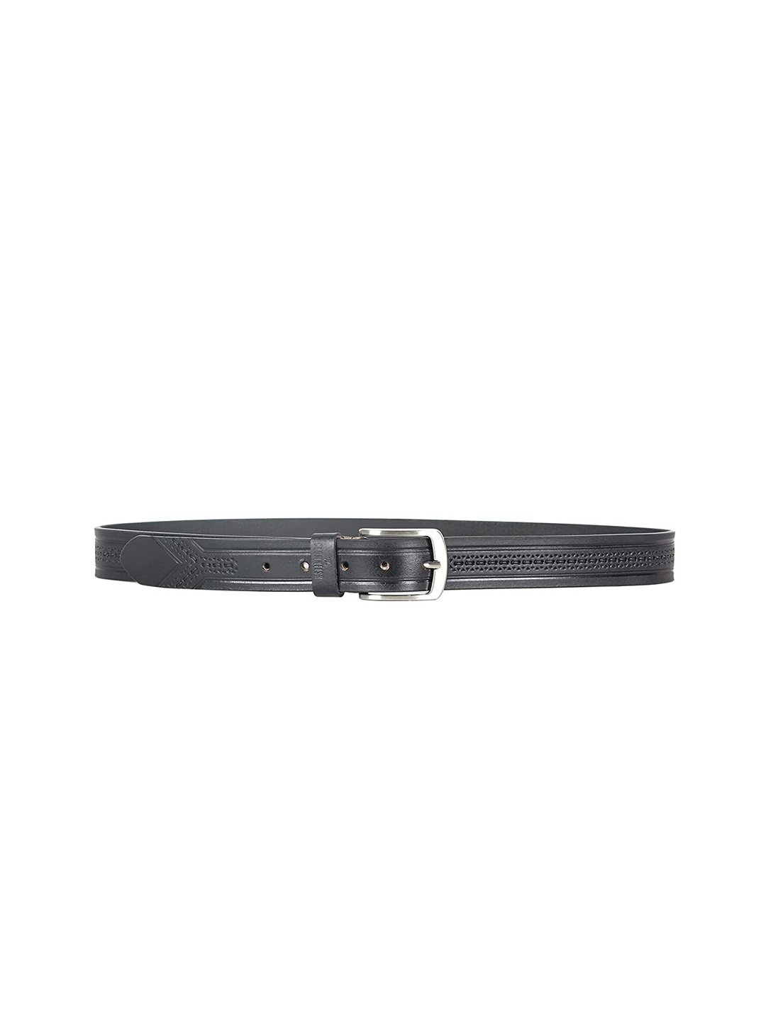 

THE CLOWNFISH Men Black Leather Belt