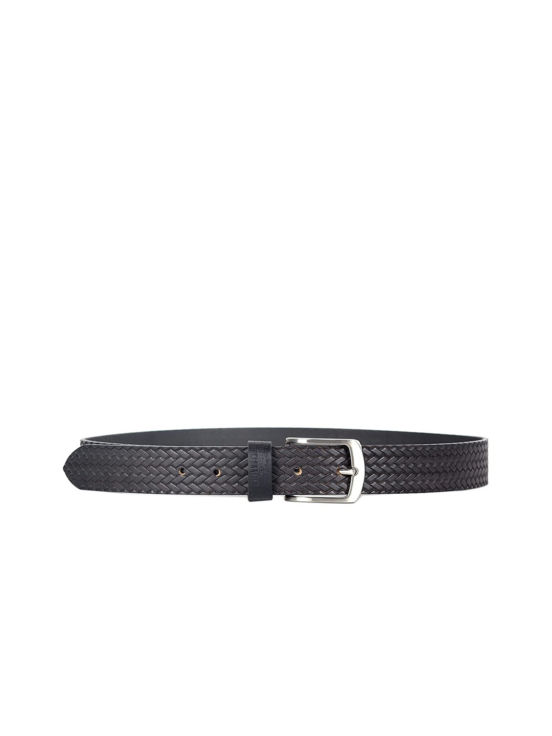 

THE CLOWNFISH Men Black Leather Belt