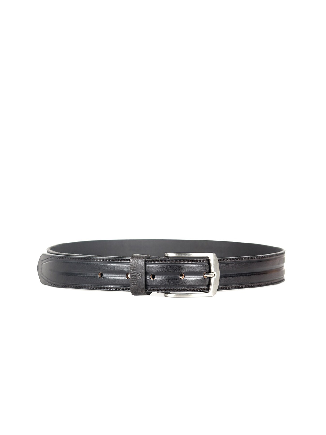 

THE CLOWNFISH Men Black Leather Belt