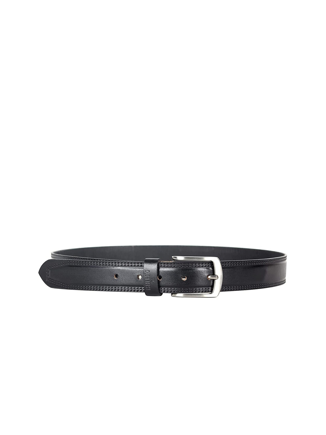 

THE CLOWNFISH Men Black Genuine Leather Belt