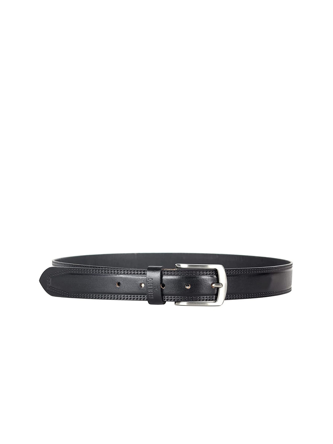 

THE CLOWNFISH Men Black Leather Belt