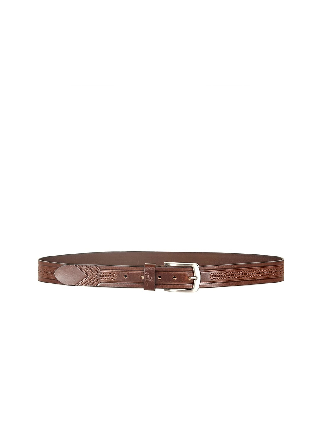 

THE CLOWNFISH Men Brown Leather Belt