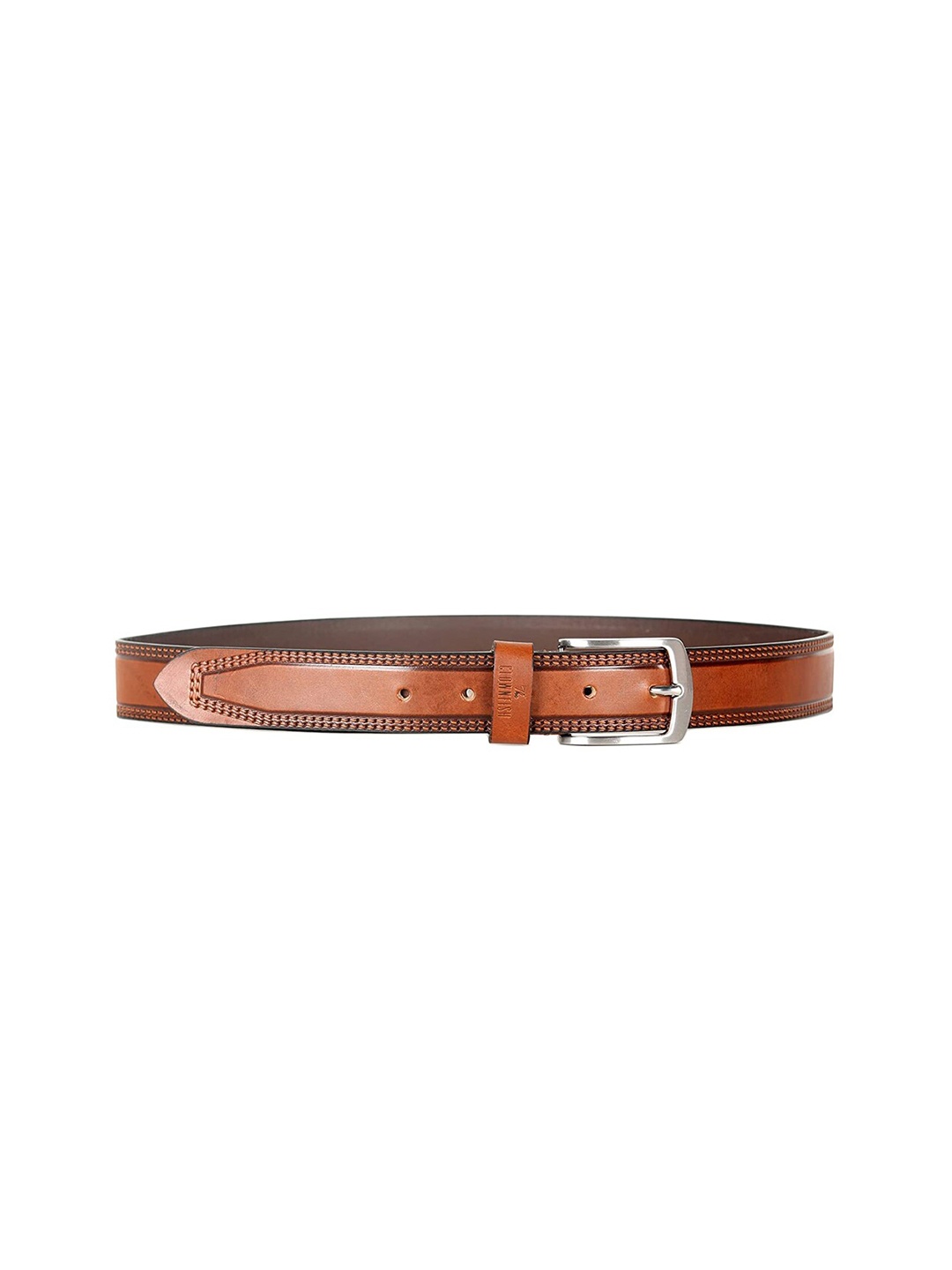 

THE CLOWNFISH Men Brown Textured Leather Belt