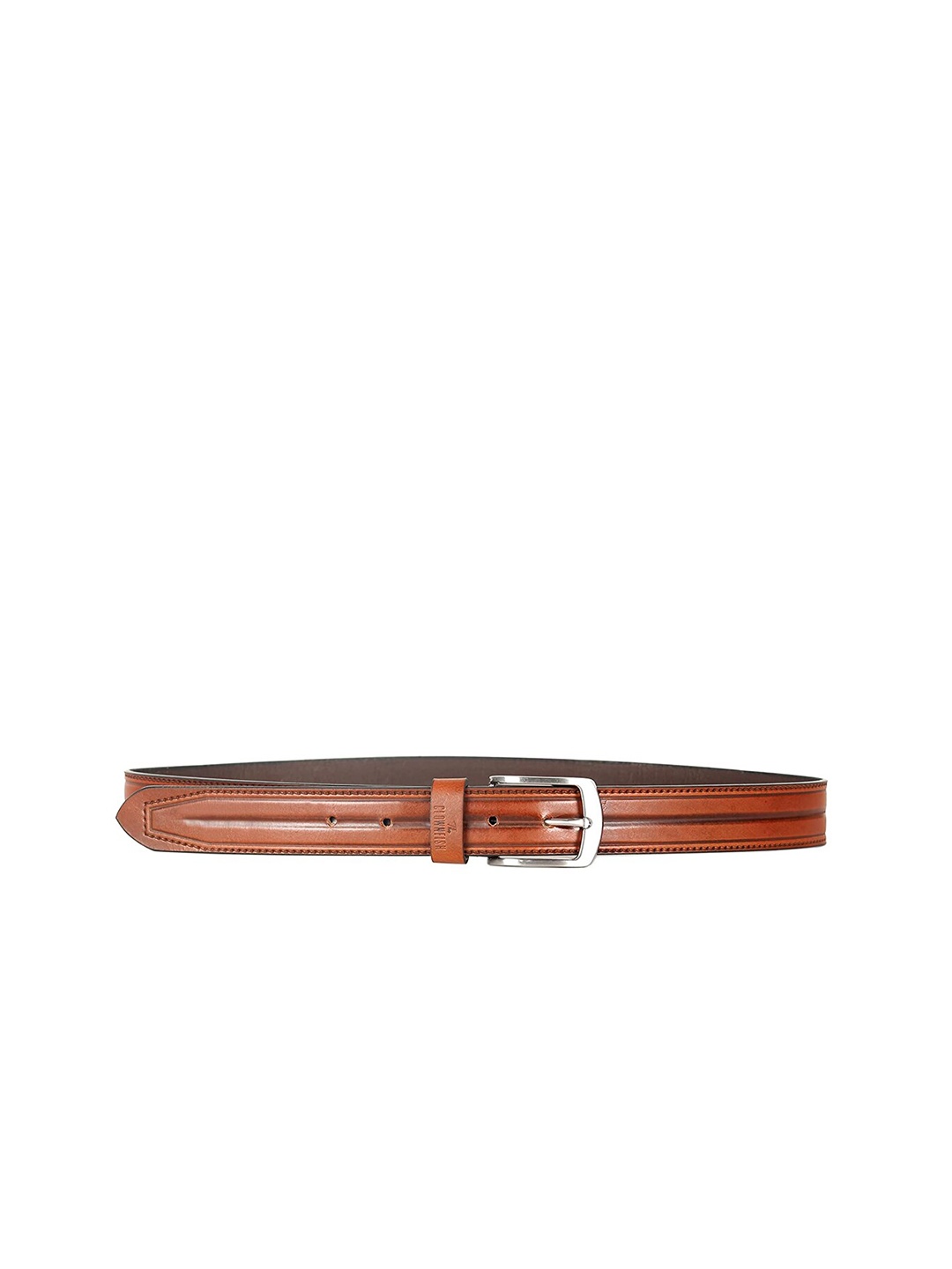 

THE CLOWNFISH Men Brown Leather Belt